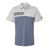 B2081 Mens Heathered Colorblock 3 Stripe Polo