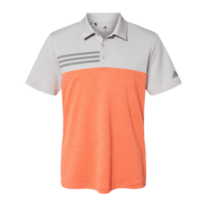 B2081 Mens Heathered Colorblock 3 Stripe Polo