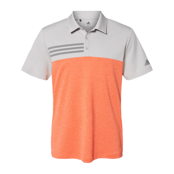 B2081 Mens Heathered Colorblock 3 Stripe Polo