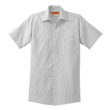 B1777 Mens Long Size, Short Sleeve Striped Industrial Work Shirt