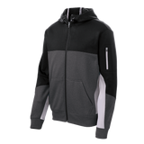 B1548 Mens Tech Fleece Colorblock Full Zip Hooded Jacket