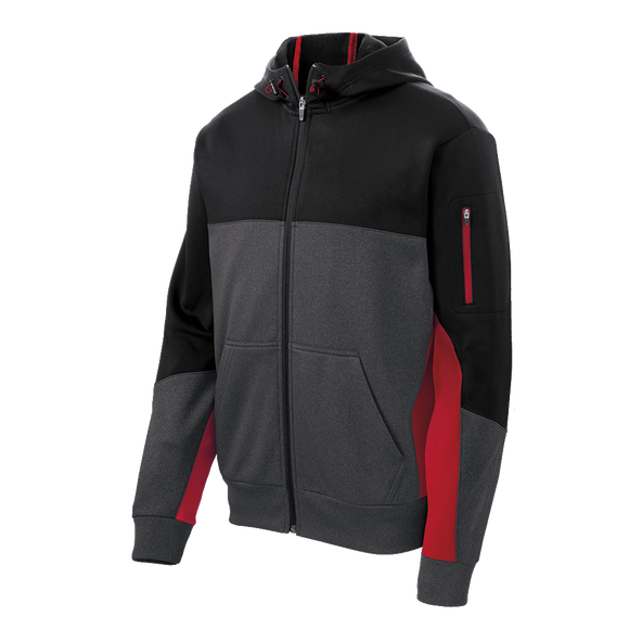 B1548 Mens Tech Fleece Colorblock Full Zip Hooded Jacket